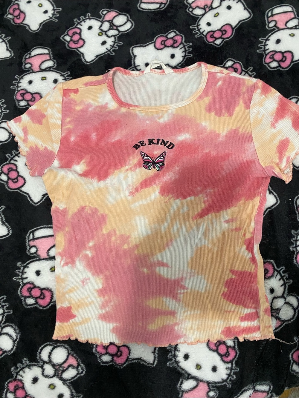 Aeropostale Pink & Yellow Tie-Dye 'Be Kind' Short Sleeve Tee